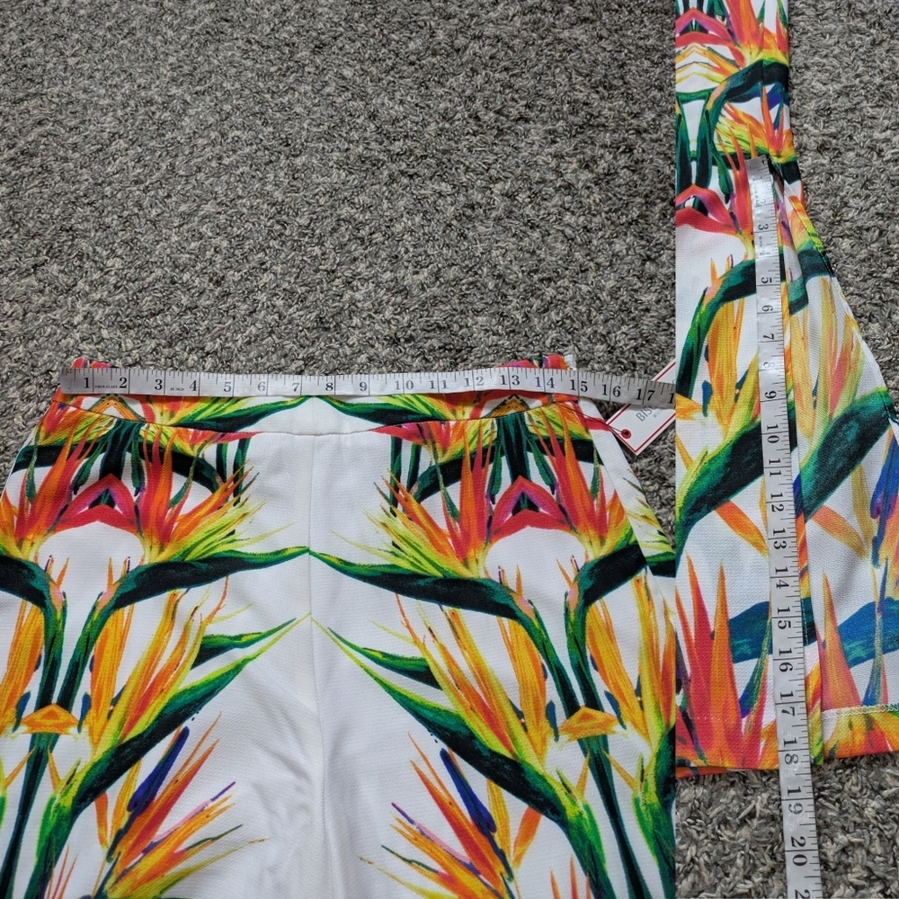 NWT Bisou Bisou White Colorful Bird Of Paradise Floral Sheer Summer Lounge Pant - Picture 13 of 13